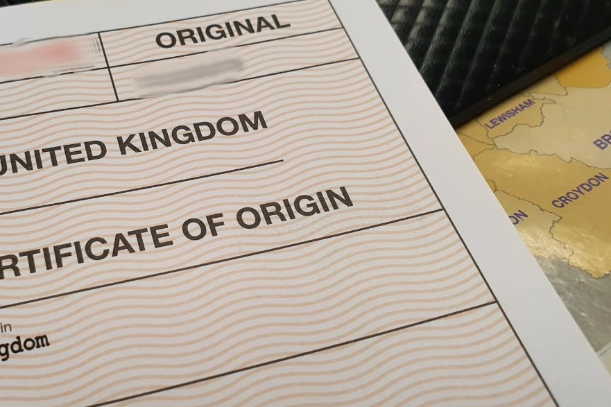 UK Certificate of Origin - for apostille